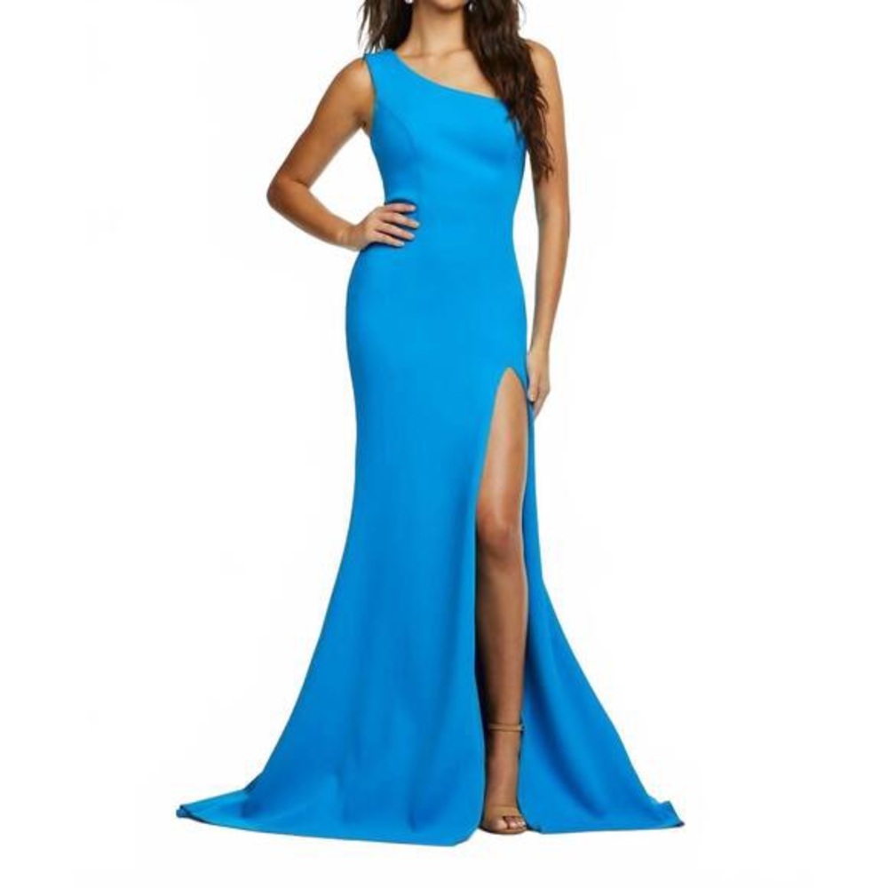 Chic One-Shoulder Blue Maxi Dress